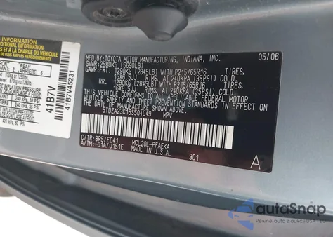 2006 Toyota Sienna Le z USA, uszkodzony, nr VIN 5TDZA23C16S504049